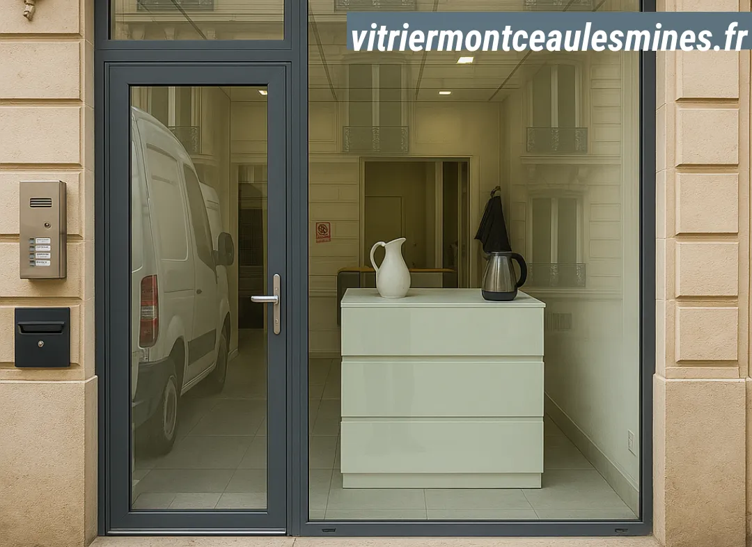 Façade vitrine de magasin en aluminium sur mesure à Montceau-les-Mines